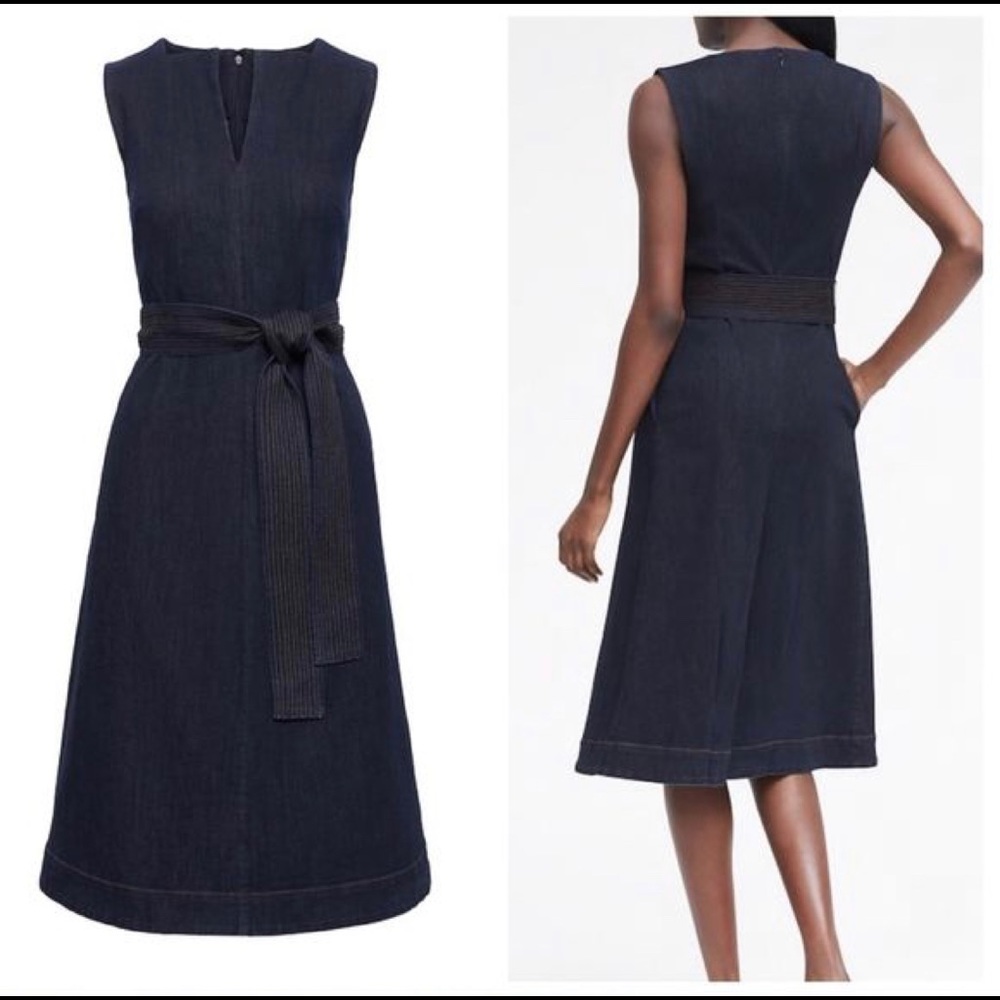 Banana Republic Denim Fit and Flare Midi Dress